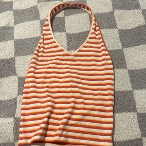 American Eagle Outfitters Orange Striped Tank Top